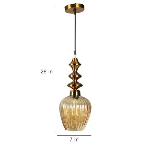 Vintage Lumina Amber Glass Pendant (Set of 2)