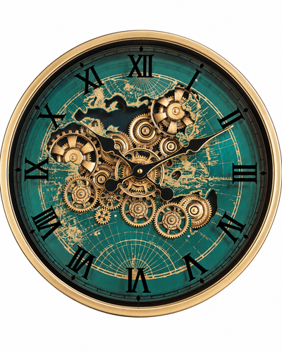 Worldline Timepiece Luxury Designer Silent Movement Wall Clock For Living Room With Moving Gear Mechanism Buy Wall Clock Online - Big (Green) (Steel Body)