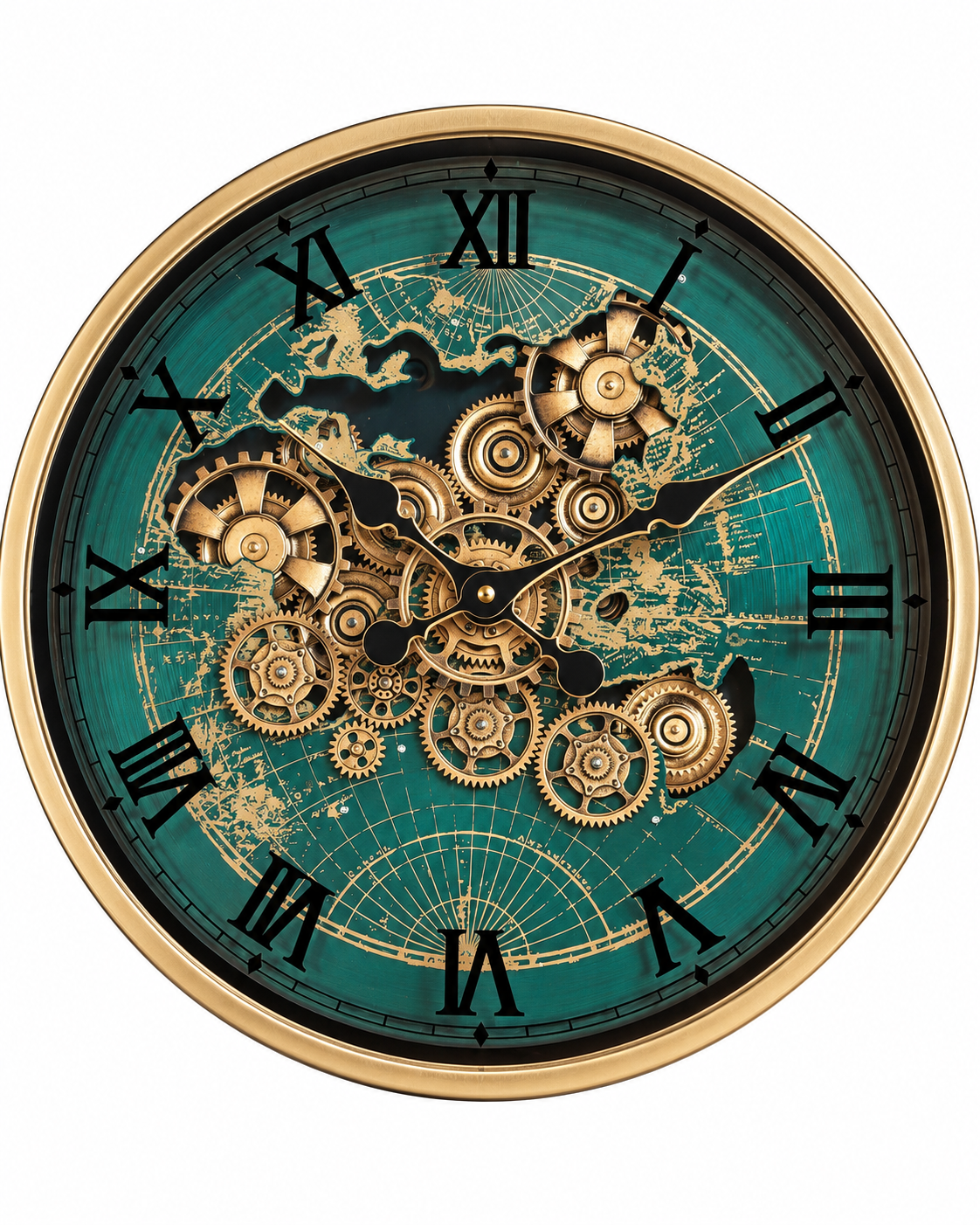 Worldline Timepiece Luxury Designer Silent Movement Wall Clock For Living Room With Moving Gear Mechanism Buy Wall Clock Online - Medium (Green) (Steel Body)