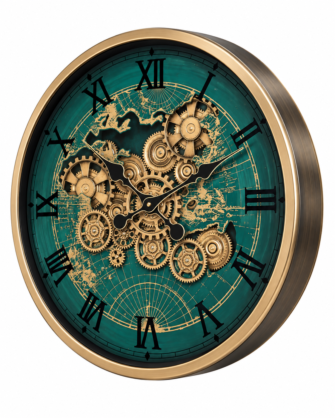 Worldline Timepiece Luxury Designer Silent Movement Wall Clock For Living Room With Moving Gear Mechanism Buy Wall Clock Online - Medium (Green) (Steel Body)