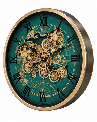 Worldline Timepiece Luxury Designer Silent Movement Wall Clock For Living Room With Moving Gear Mechanism Buy Wall Clock Online - Big (Green) (Steel Body)