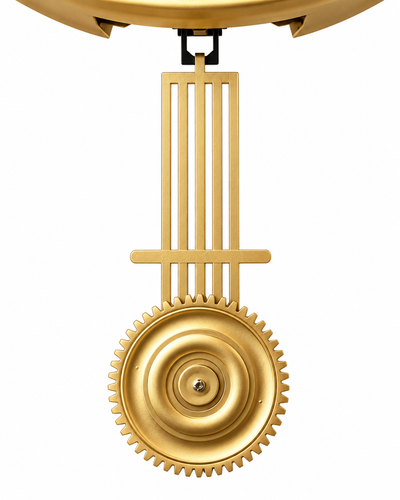 Phantom Dial Designer Silent Movement Pendulum Clock With Moving Gear Mechanism - Gold (Steel Body)