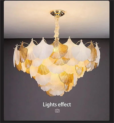 Golden Leaf Petal Chandelier
