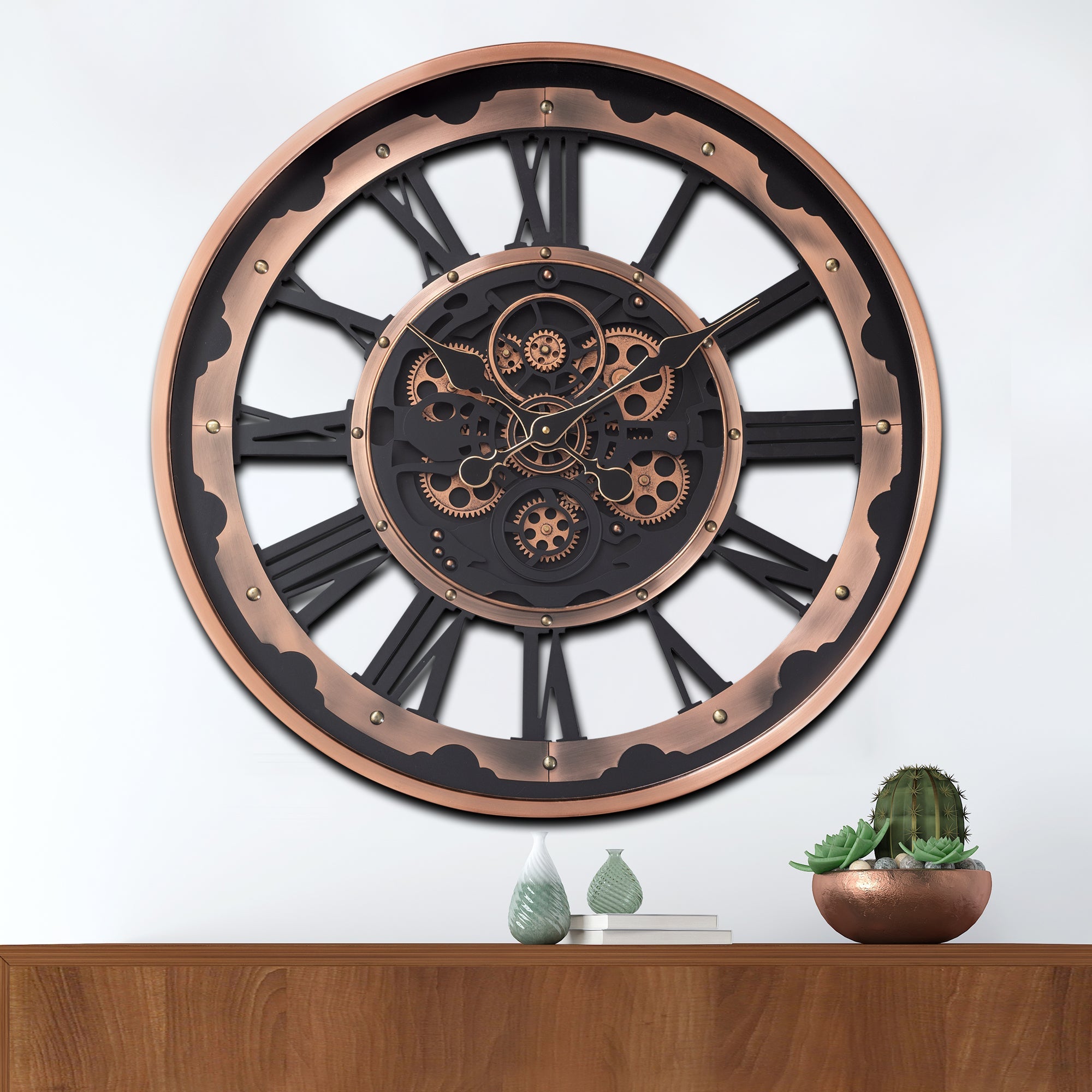 Velvet Time Luxury Designer Wall clocks for the Home With Moving Gear Mechanism Buy Wall Clock Online (Steel Body)