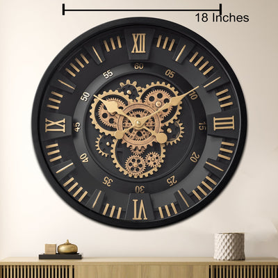 Heaven Hour Designer Wall clock For Living Room With Moving Gear Mechanism Buy Wall Clock Online (Steel Body)