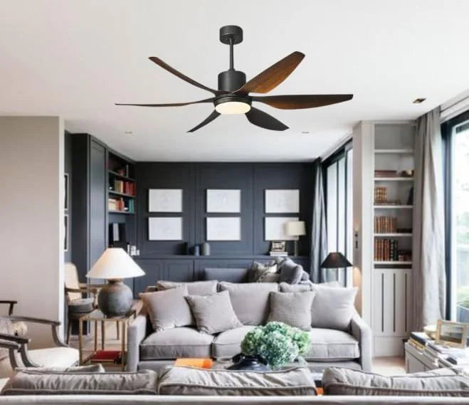 Swept-Blade Ceiling Fan with Integrated Light