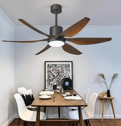 Swept-Blade Ceiling Fan with Integrated Light