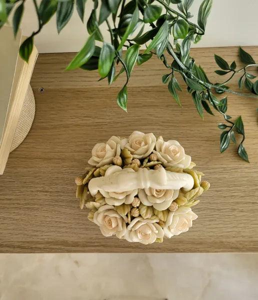 Marble Dust Artefact Salmon Bucket Bouquet | Decorative Items for Living Room