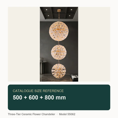 Bliss & Birch Three-Tier Ceramic Flower Chandelier
