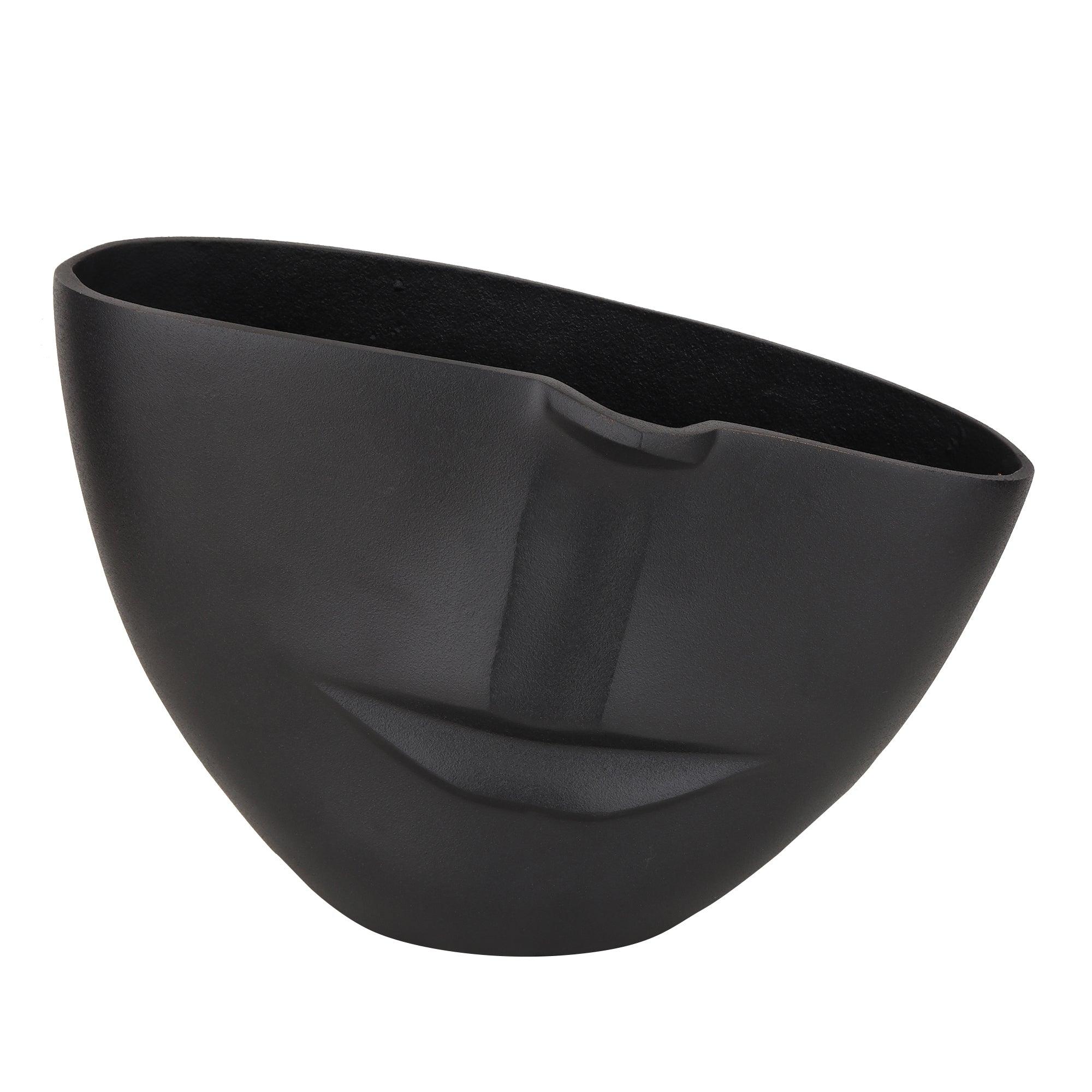 The Amused Black Face Vase | Unique Face Showpiece for Living Room & Home Decor | Flower Vase