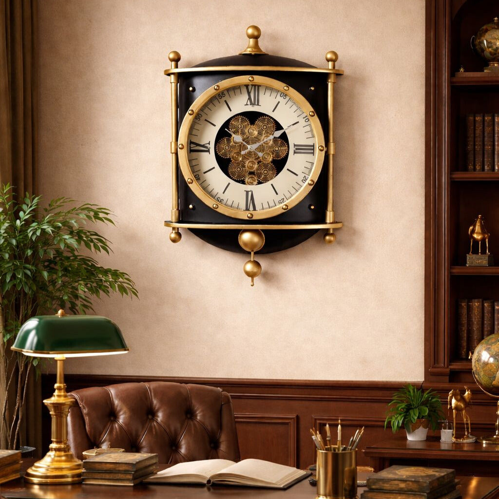 Signature Time Luxury Designer Silent Movement Wall Clock For Living Room With Moving Gear Mechanism Buy Wall Clock Online (Steel Body)