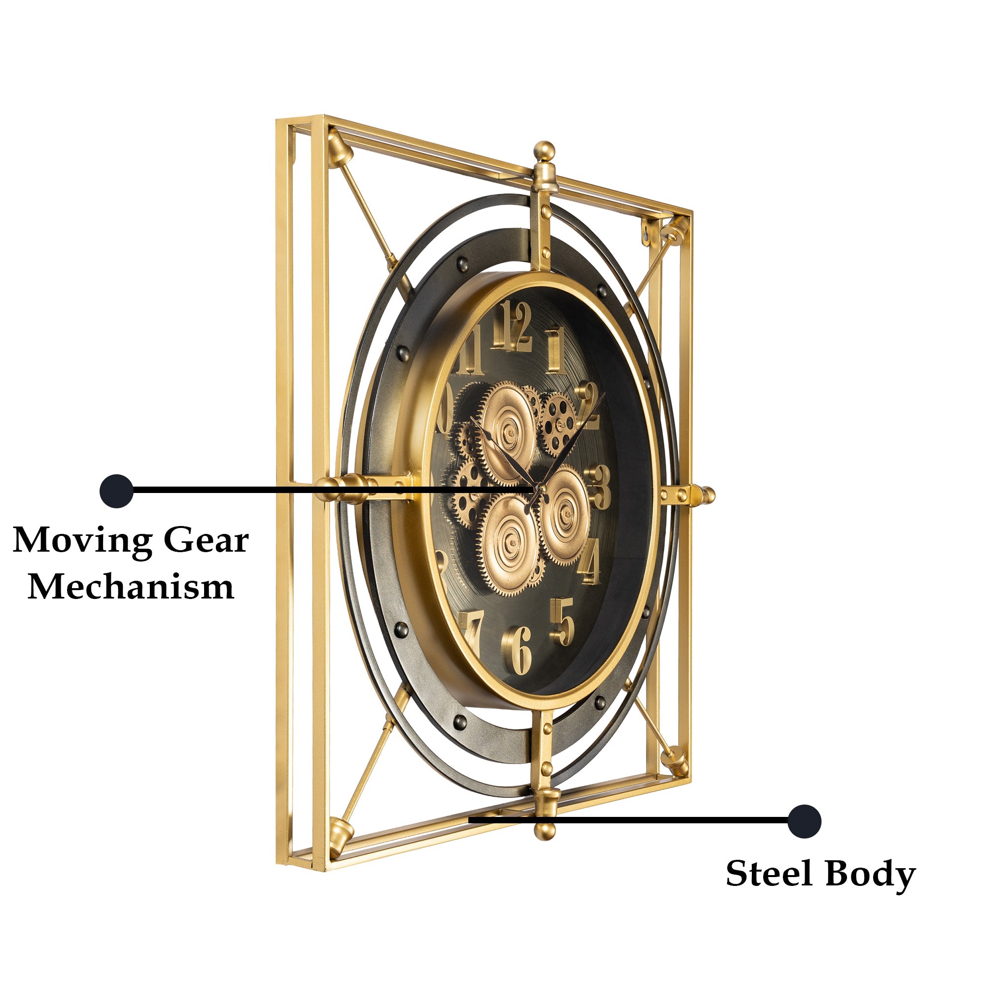 Grand Axis Luxury Designer Silent Movement Wall Clock For Living Room With Moving Gear Mechanism Buy Wall Clock Online (Steel Body)