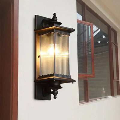 Bliss & Birch Vintage Outdoor Lantern Wall Light – Waterproof Exterior Sconce (Black / Coffee)