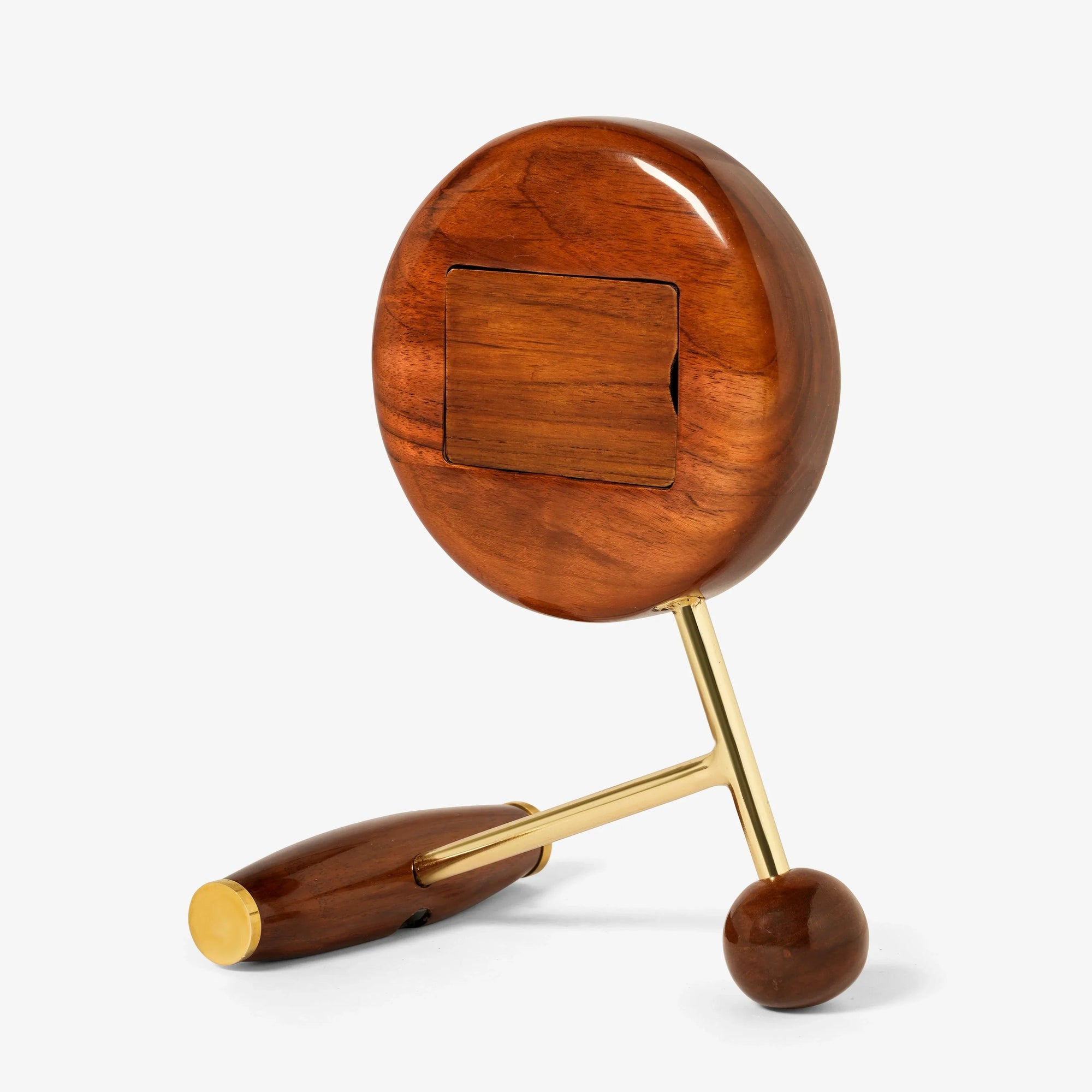Mallet Wooden Table Clock | Decorative Teak Wood Desk Clock