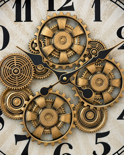 Timeless Charm Luxury Designer Silent Movement Wall Clocks for the Home With Moving Gear Mechanism Buy Wall Clock Online (Steel Body)