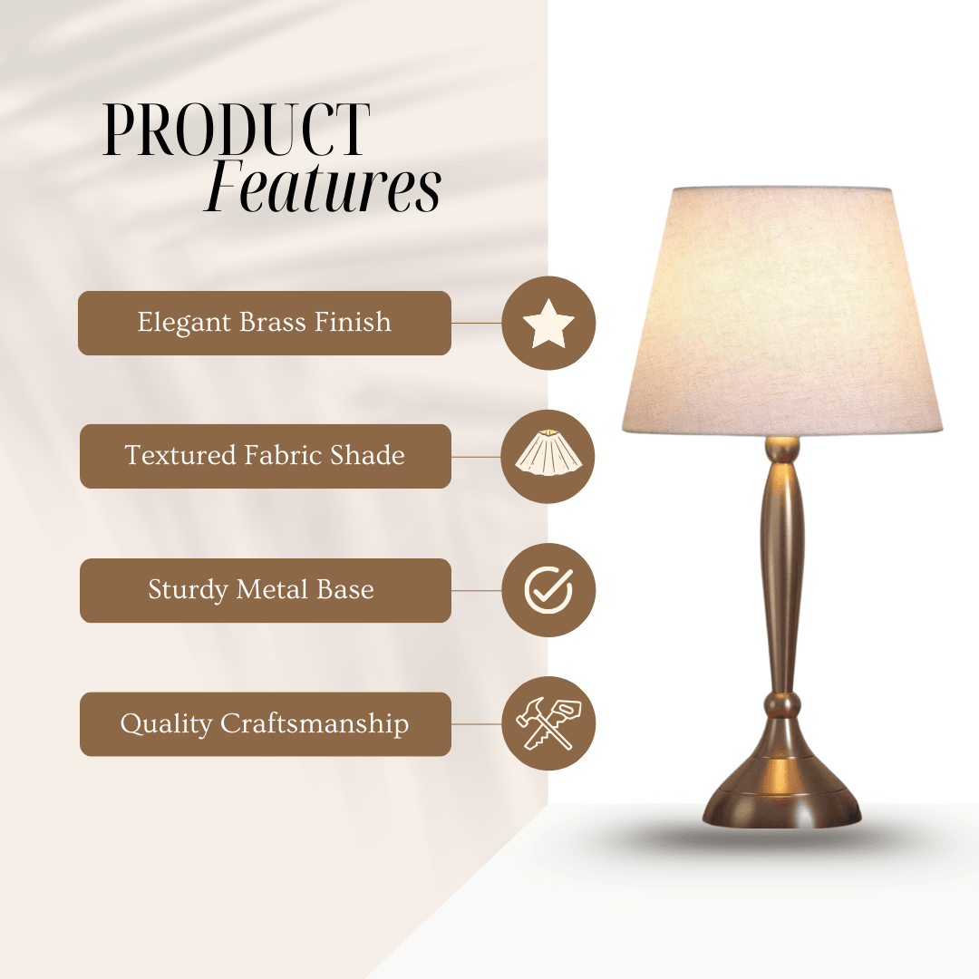 Brass Gold Table Lamp | Table Lamps for Living Room | Stylish Lamp Stands for Home Decor
