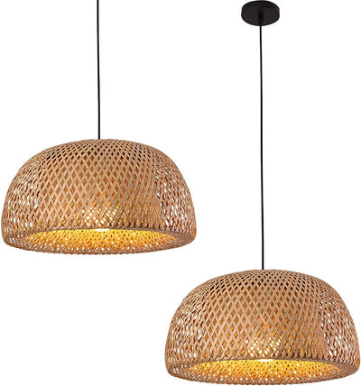 B&B Handwoven Bamboo Dome Pendant Light