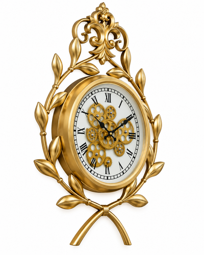 Royal Legacy Luxury Designer Silent Movement Wall Clock With Moving Gear Mechanism