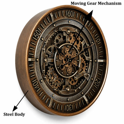 Maison Hour Luxury Designer Silent Movement Wall Clocks for the Home With Moving Gear Mechanism Buy Wall Clock Online (Steel Body)