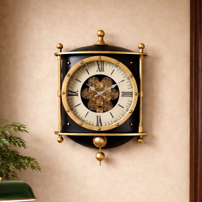 Signature Time Luxury Designer Silent Movement Wall Clock For Living Room With Moving Gear Mechanism Buy Wall Clock Online (Steel Body)