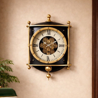 Signature Time Luxury Designer Silent Movement Wall Clock For Living Room With Moving Gear Mechanism Buy Wall Clock Online (Steel Body)