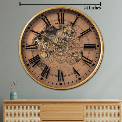 Phantom Dial Luxury Designer Watches Wall Clock For Living Room With Moving Gear Mechanism Buy Wall Clock Online - Big (Steel Body)