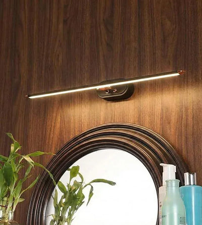 Modern Black Linear LED Wall Light with Copper-Tone Accents