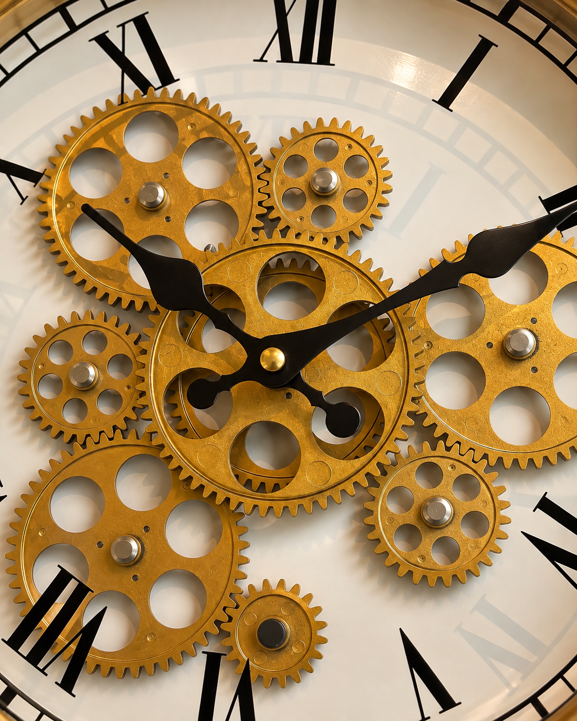 Royal Legacy Luxury Designer Silent Movement Wall Clock With Moving Gear Mechanism