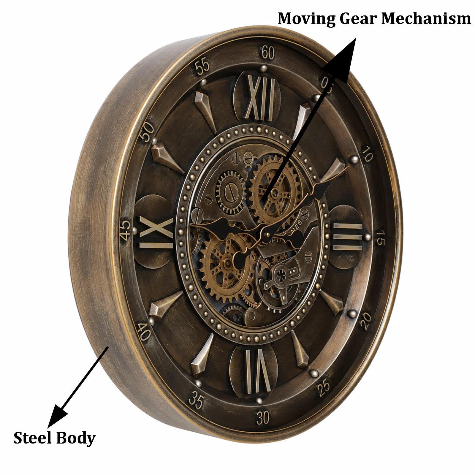 Cedar Hour Luxury Designer Silent Movement Wall Clocks for the Home With Moving Gear Mechanism Buy Wall Clock Online (Steel Body)