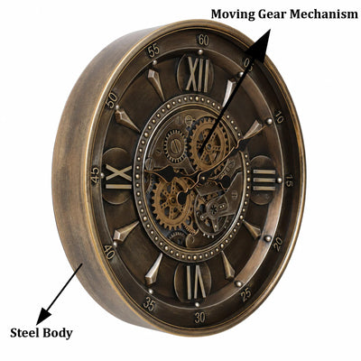 Cedar Hour Luxury Designer Silent Movement Wall Clocks for the Home With Moving Gear Mechanism Buy Wall Clock Online (Steel Body)