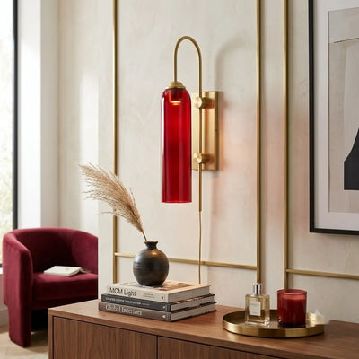 Tall Designer Glass Tube Wall Sconce (Pack of 2)