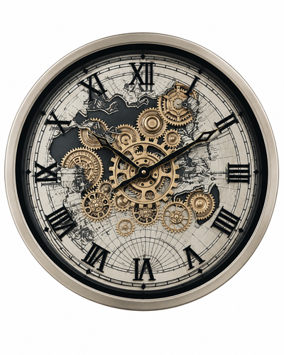 Time Traveller Wall Clock Luxury Designer Silent Movement Wall Clocks for the Home With Moving Gear Mechanism Buy Wall Clock Online (Steel Body) - Big