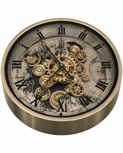 Time Traveller Wall Clock Luxury Designer Silent Movement Wall Clocks for the Home With Moving Gear Mechanism Buy Wall Clock Online (Steel Body) - Big