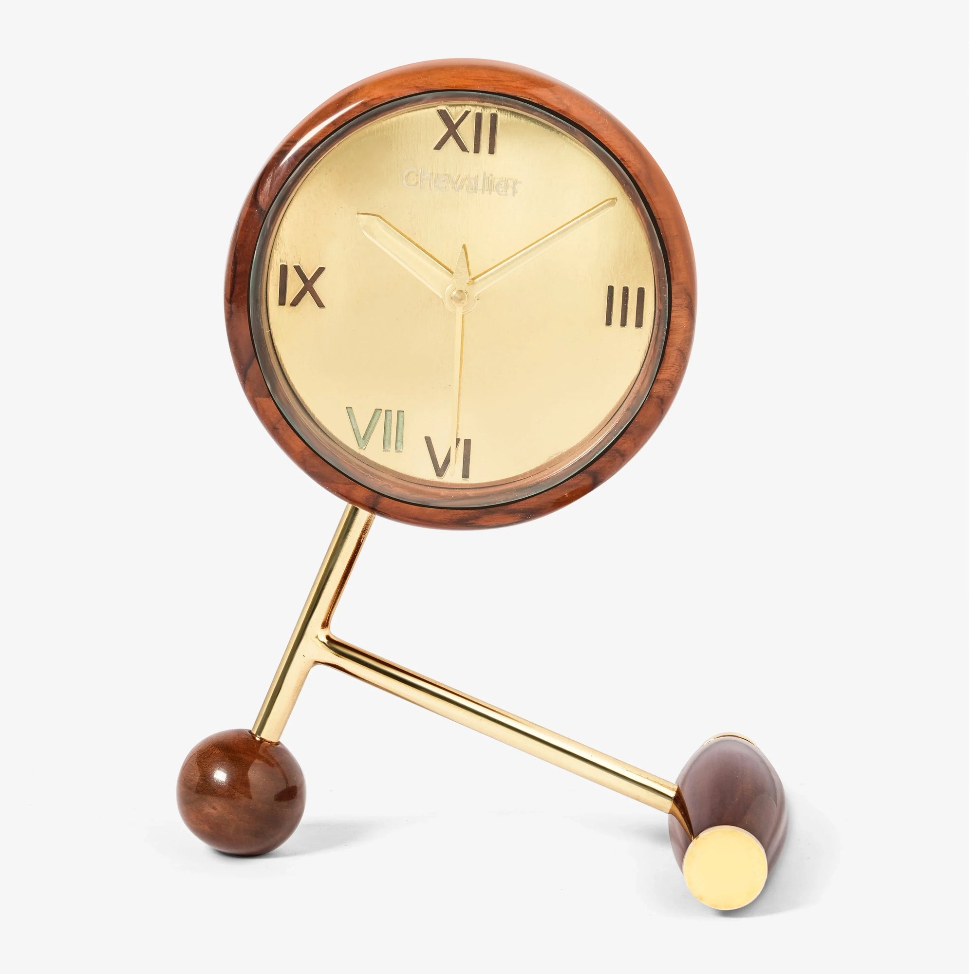 Mallet Wooden Table Clock | Decorative Teak Wood Desk Clock