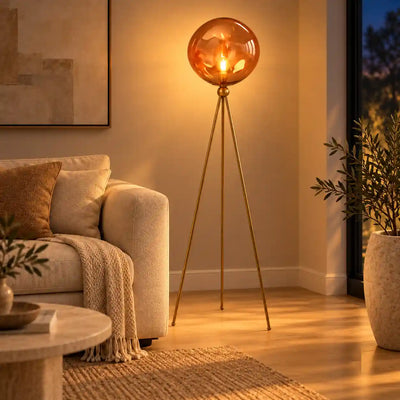 Bliss & Birch Amber Globe Tripod Floor Lamp