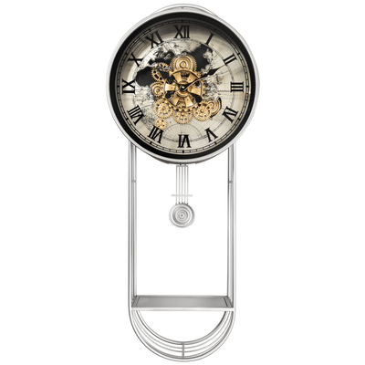 Phantom Dial Designer Silent Movement Pendulum Clock With Moving Gear Mechanism (Steel Body)