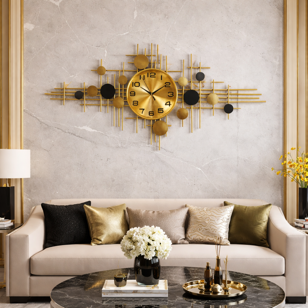 Golden Axis Statement Metal Wall Art Clocks for the Home