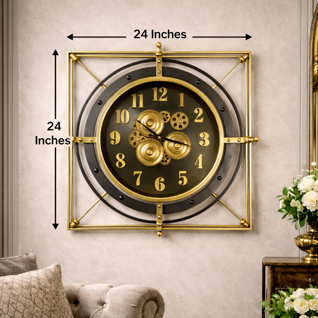Grand Axis Luxury Designer Silent Movement Wall Clock For Living Room With Moving Gear Mechanism Buy Wall Clock Online (Steel Body)