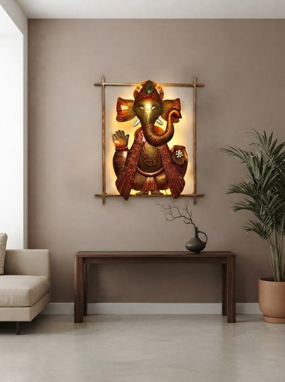 Lord Ganesha Metal Wall Art 21" x 38" – Spiritual Home Decor for Home Temple & Living Room