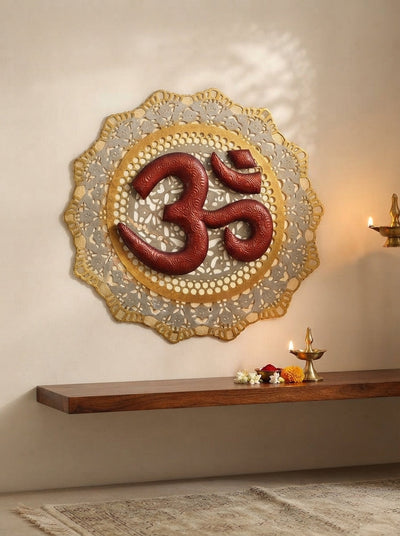 OM with LED Wall Art 20 Inch – Illuminated Spiritual Metal Wall Decor for Home & Meditation Space