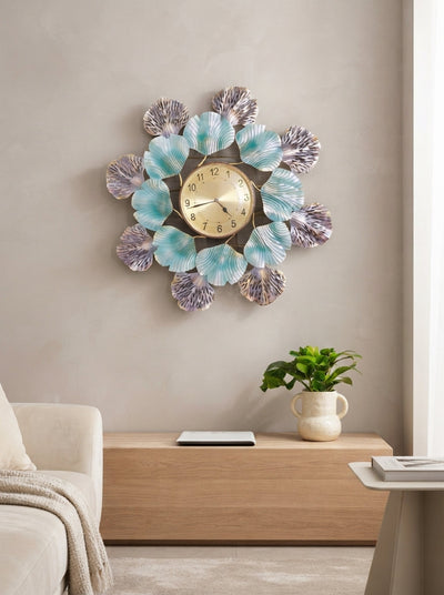 Ginkgo Leaf Wall Clock 31" x 31" – Decorative Metal Nature Wall Clock for Living Room & Home Decor