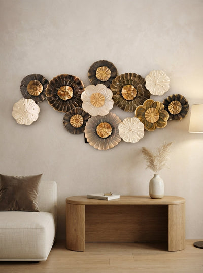 Bronze and Gold Floral Metal Wall Art 51" x 27" – Large Decorative Flower Wall Decor for Living Room & Home Interiors