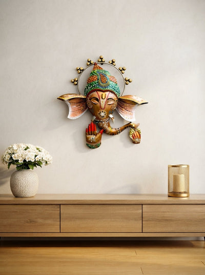 Ganesh Ji Metal Wall Decor – Elegant Religious Wall Hanging for Home