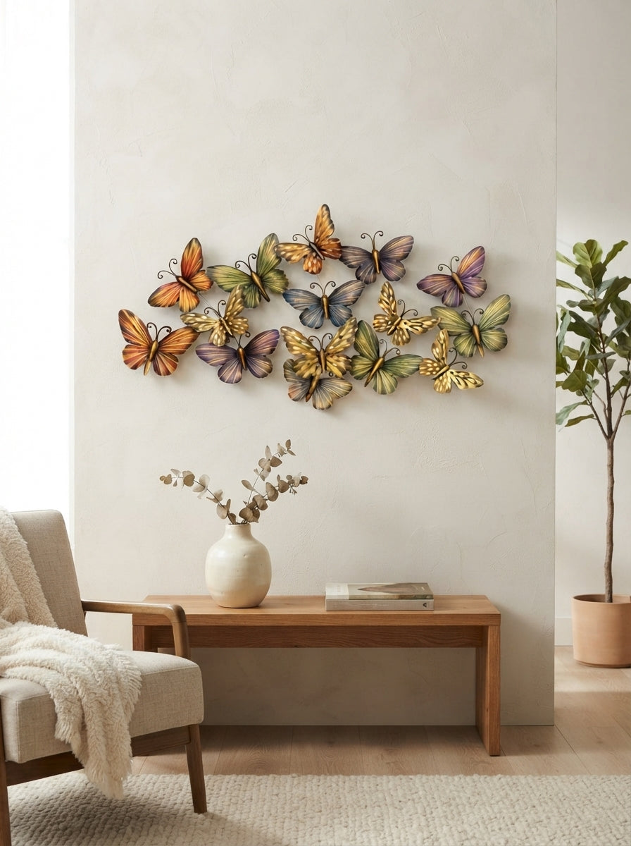 Butterflies Wall Art 48 Inch – Decorative Metal Butterfly Wall Decor for Living Room & Bedroom