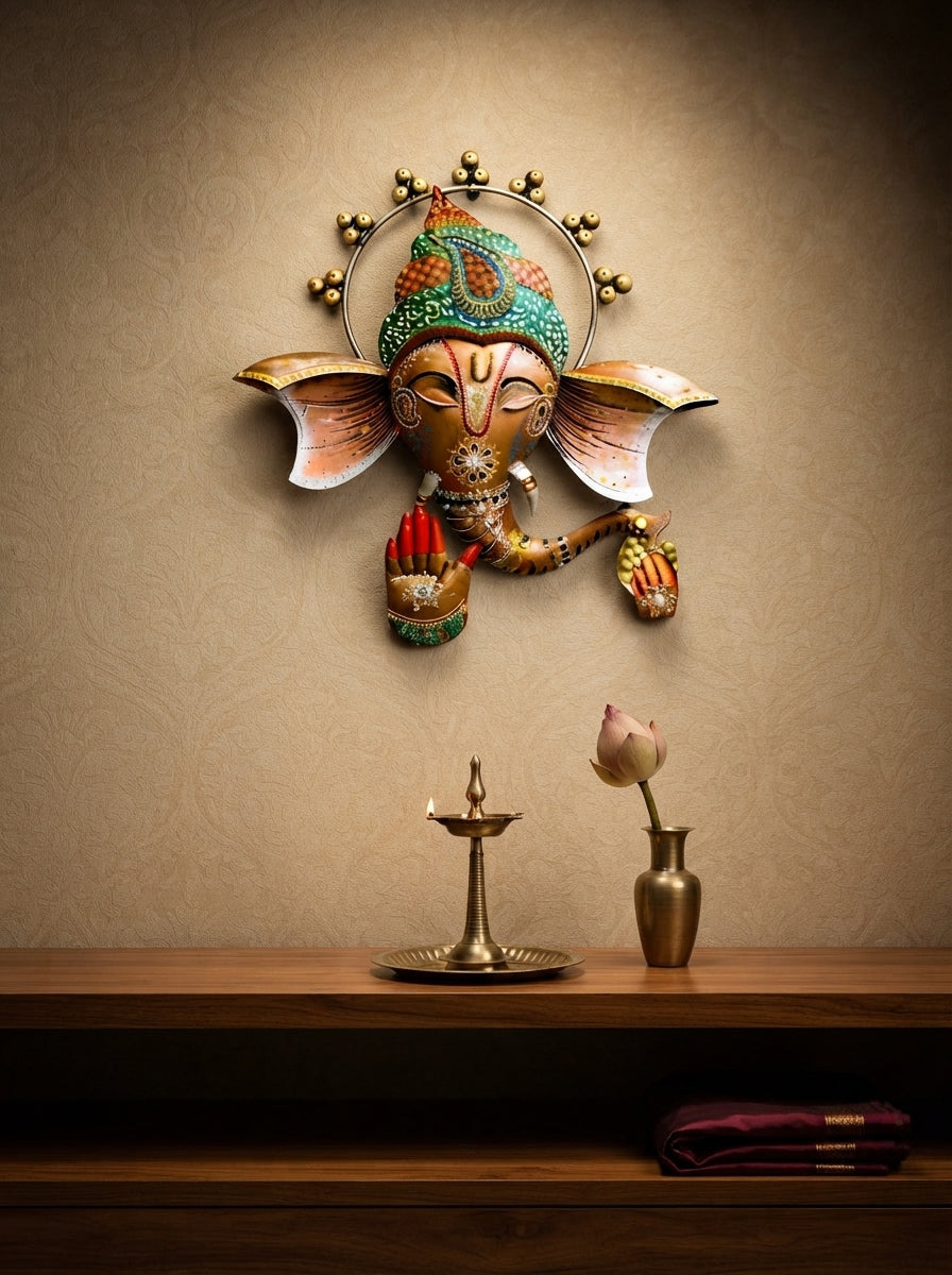 Ganesh Ji Metal Wall Decor – Elegant Religious Wall Hanging for Home