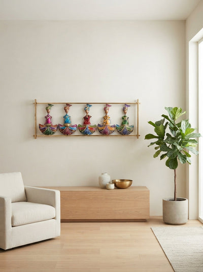 Rajasthani Musicians Wall Art | Colorful Metal Indian Decor