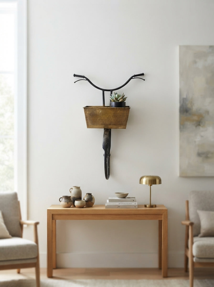 Bicycle Handlebar Wall Planter | Rustic Garden Decor