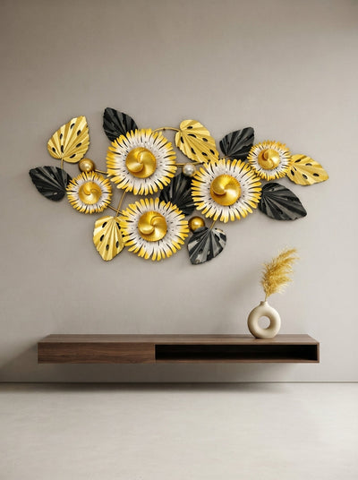 Floral Metal Wall Art 50" x 26" – Large Modern Flower Wall Decor for Living Room, Bedroom & Home Décor | Affordable Metal Wall Hanging