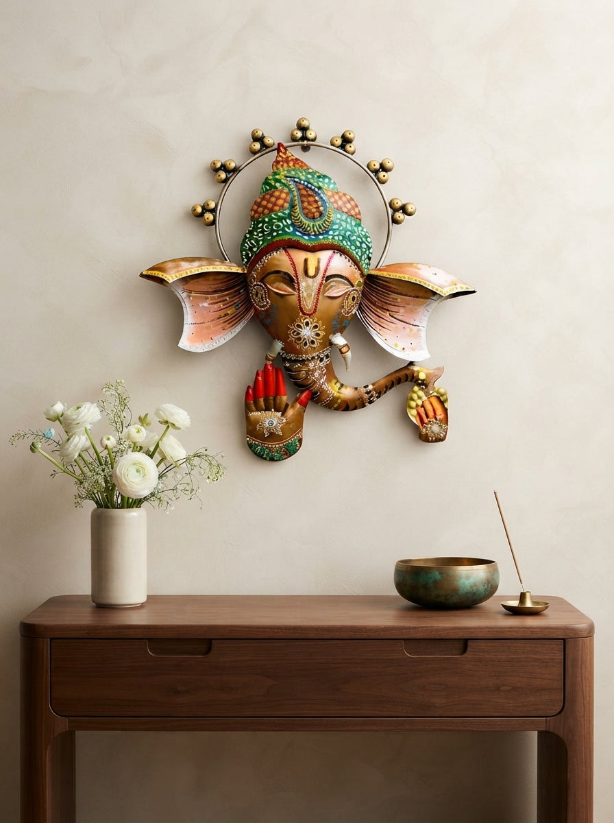 Ganesh Ji Metal Wall Decor – Elegant Religious Wall Hanging for Home