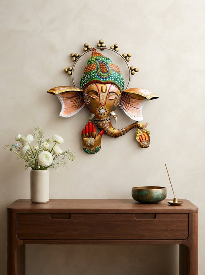 Ganesh Ji Metal Wall Decor – Elegant Religious Wall Hanging for Home